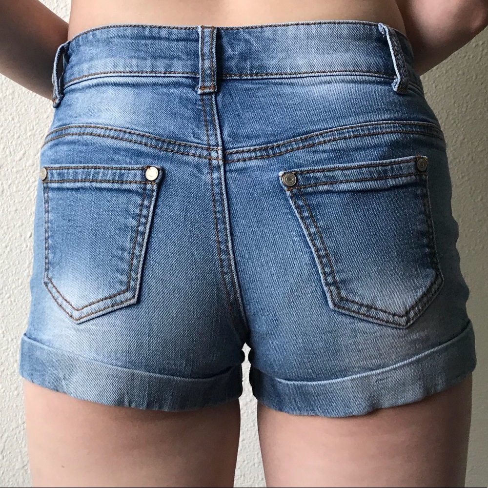 low waisted denim shorts